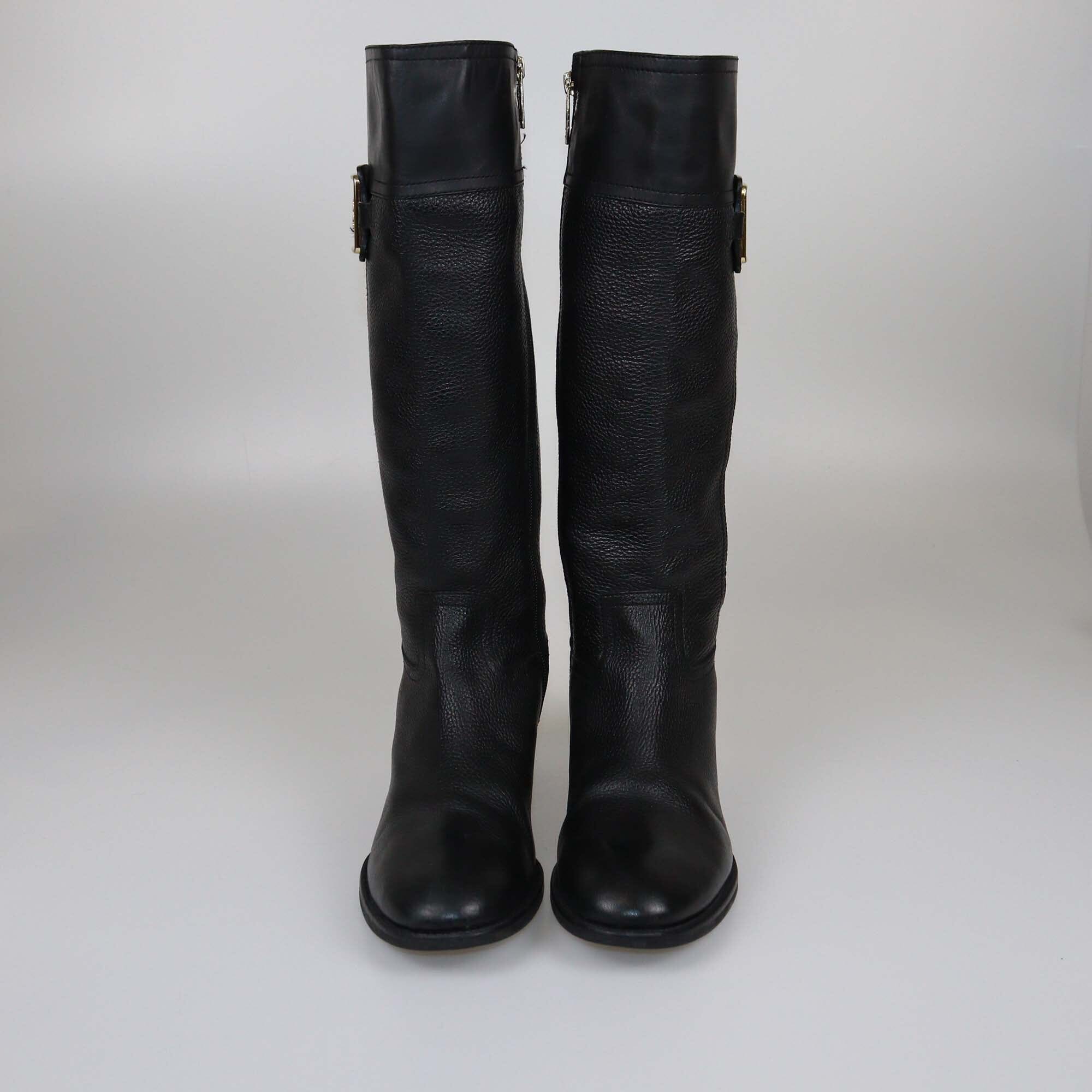 Tory Burch Black Leather Knee Length Boots Womens Tory Burch 