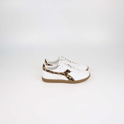 Dolce & Gabbana x Diadora White Leather and Leopard Print Calf Hair Brasil Sneakers