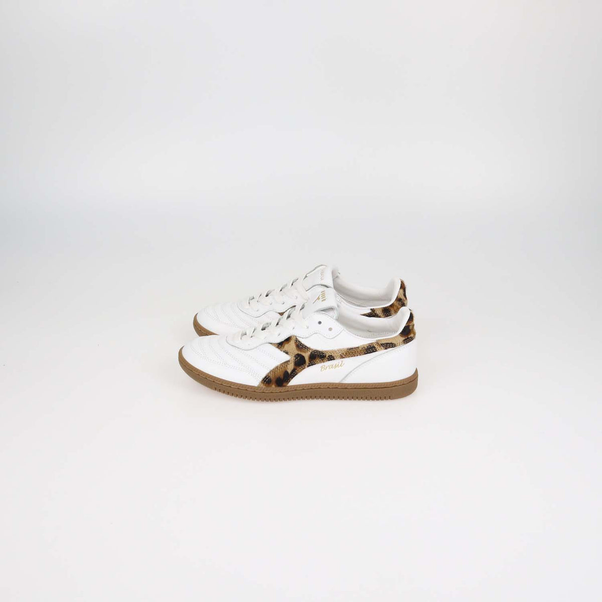 Dolce & Gabbana x Diadora White Leather and Leopard Print Calf Hair Brasil Sneakers