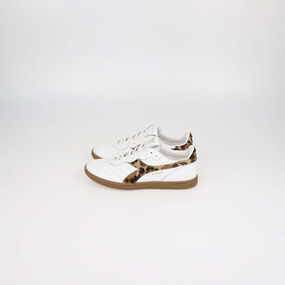 Dolce & Gabbana x Diadora White Leather and Leopard Print Calf Hair Brasil Sneakers