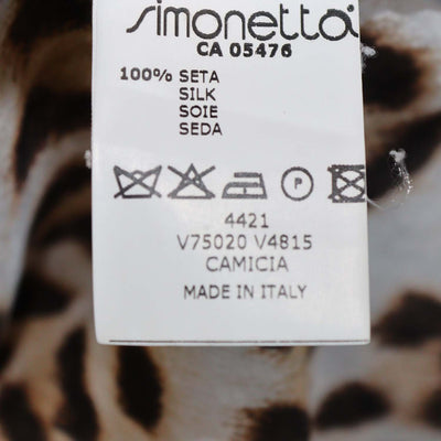 Roberto Cavalli Brown Silk Leopard Print Tie Detail Sheer Top