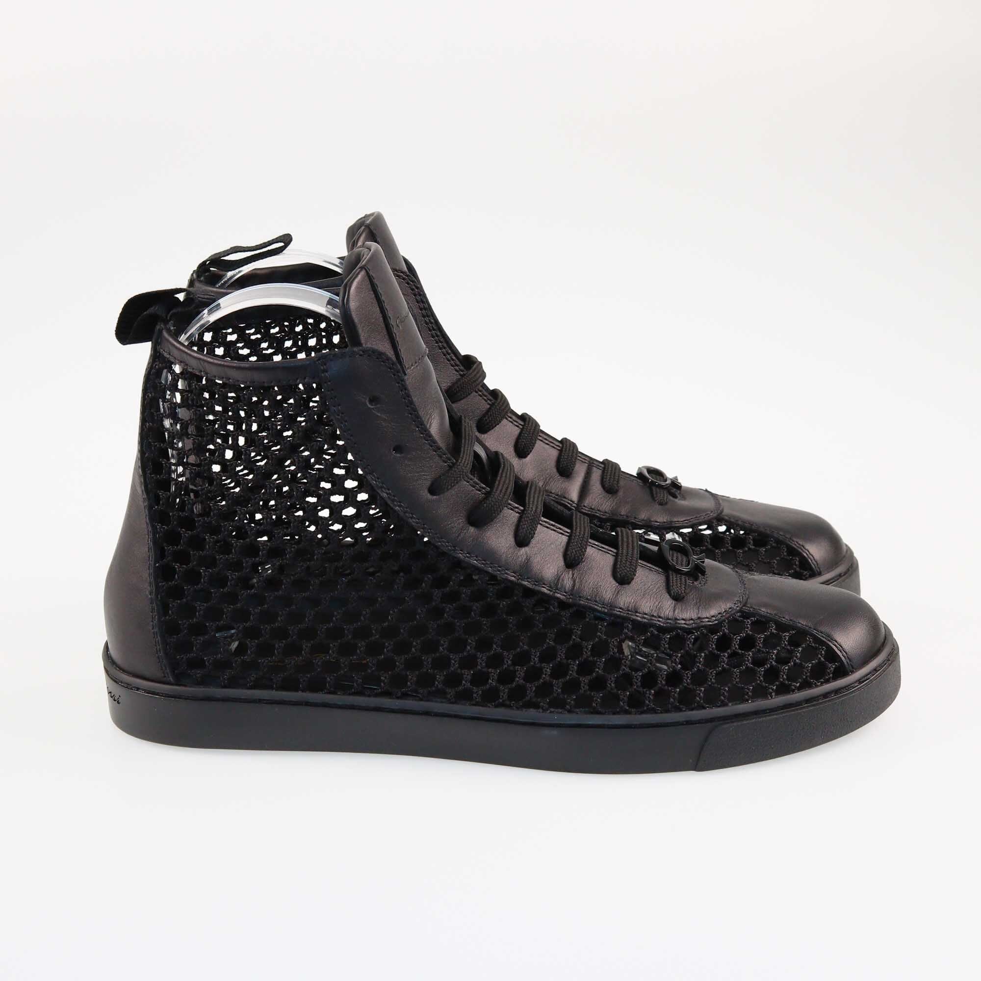 Gianvito Rossi Black Fishnet High Top Sneakers Shoes Gianvito Rossi 