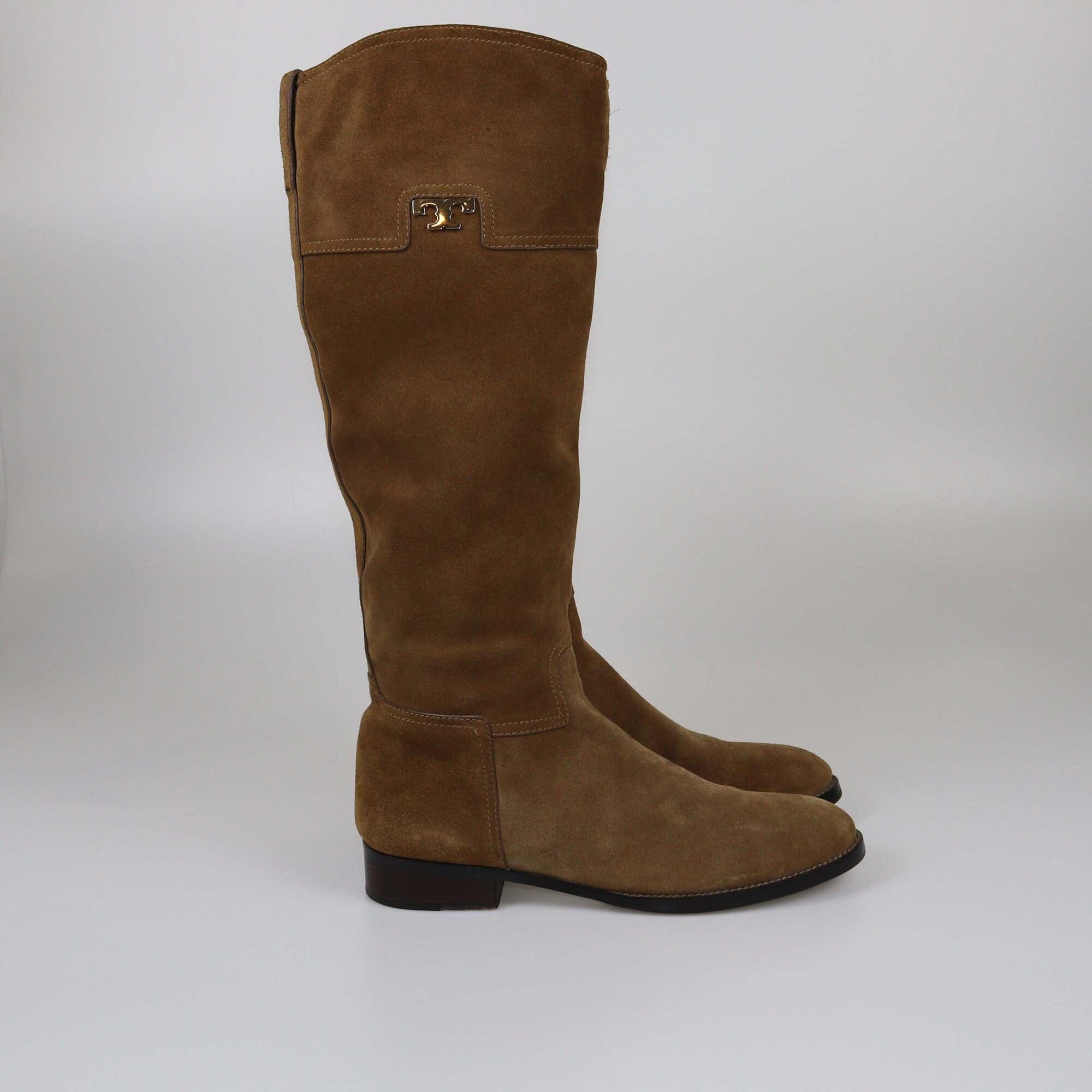 Tory Burch Brown Suede Knee Length Boots Womens Tory Burch 