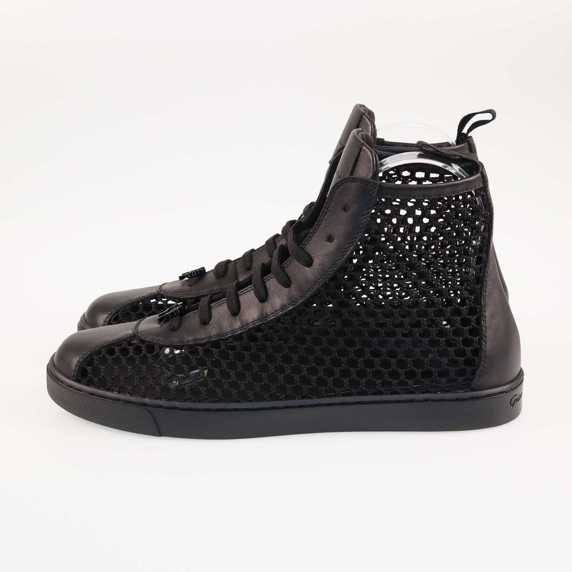 Gianvito Rossi Black Fishnet High Top Sneakers Shoes Gianvito Rossi 