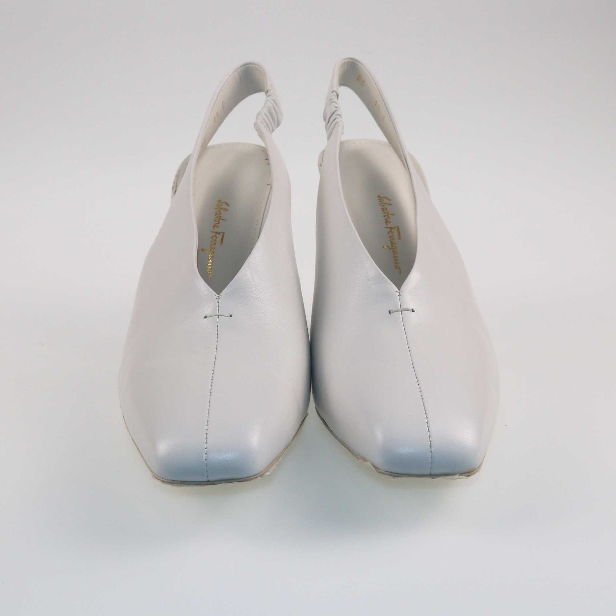 Salvatore Ferragamo White Sloane Slingback Pumps Shoes Salvatore Ferragamo 