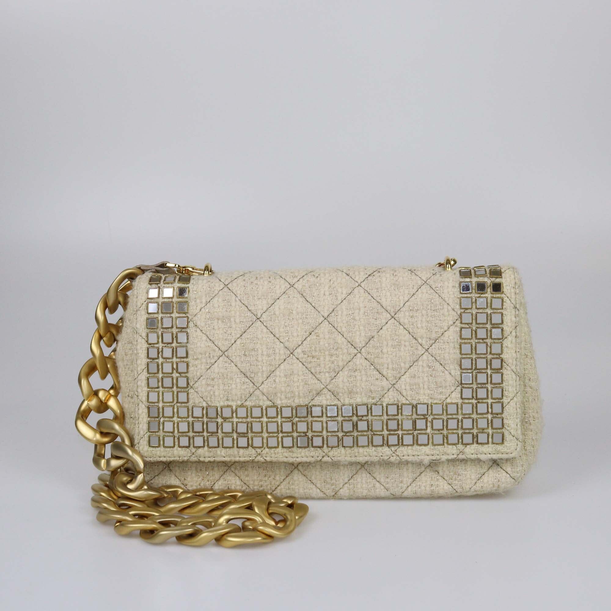 Moschino Tweed Embellished Chain Shoulder Bag Womens Moshchino 