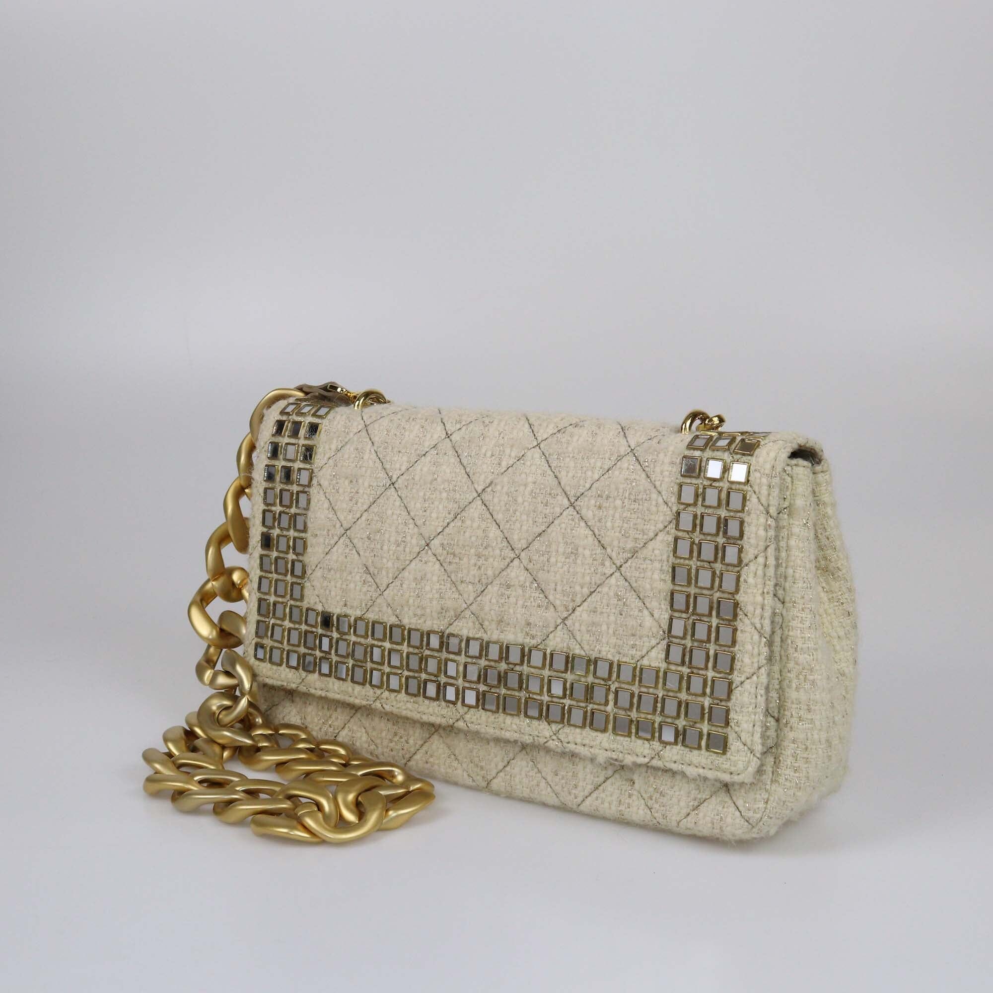 Moschino Tweed Embellished Chain Shoulder Bag Womens Moshchino 