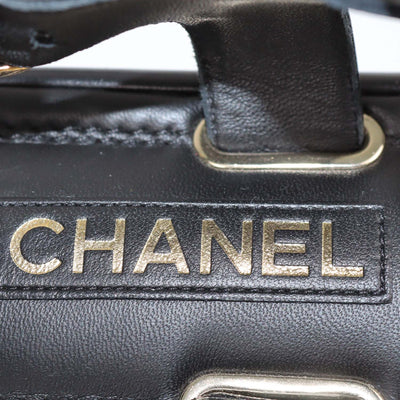 Chanel Black Quilted Leather Velcro Platform Sandals