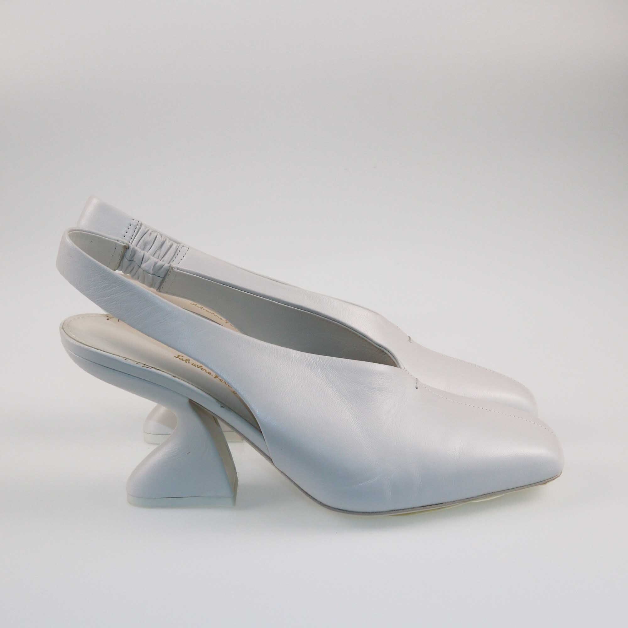 Salvatore Ferragamo White Sloane Slingback Pumps Shoes Salvatore Ferragamo 