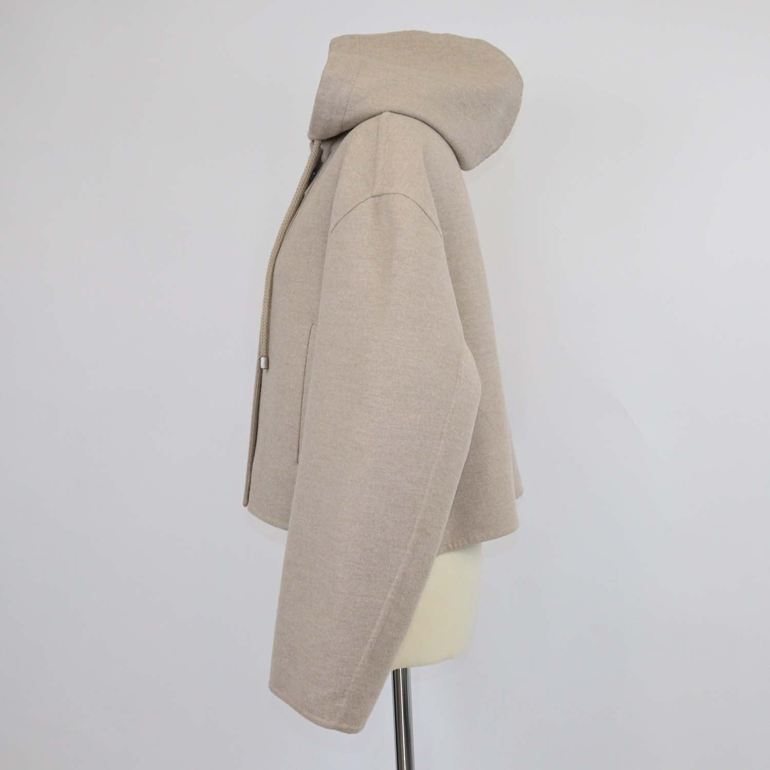 Loewe Beige Wool Melton Hooded Short Coat