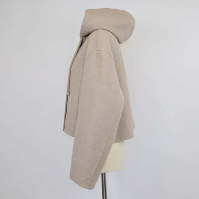 Loewe Beige Wool Melton Hooded Short Coat