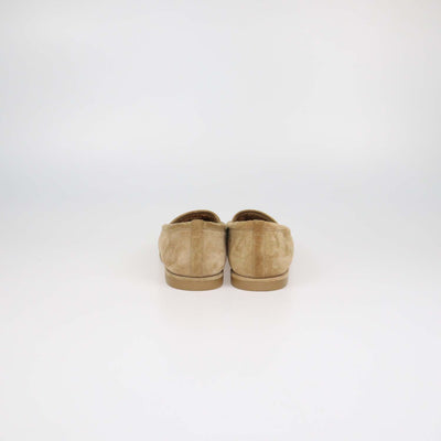 Chanel Tan Suede and Shearling Lined CC Logo Loafers