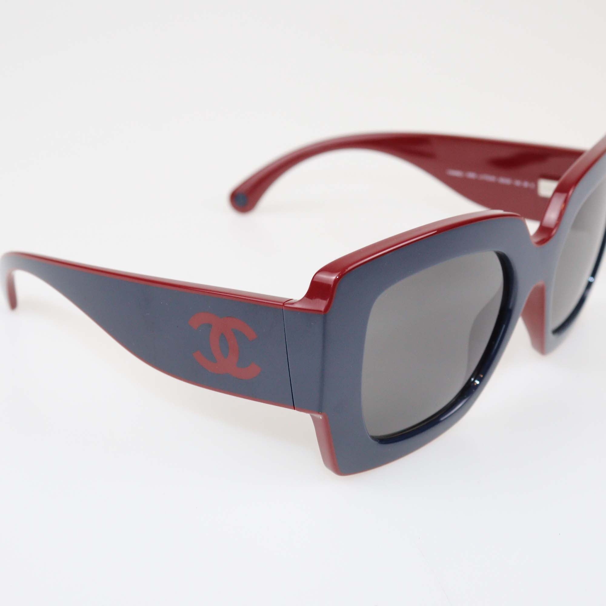 Chanel Blue/Burgundy Square Sunglasses