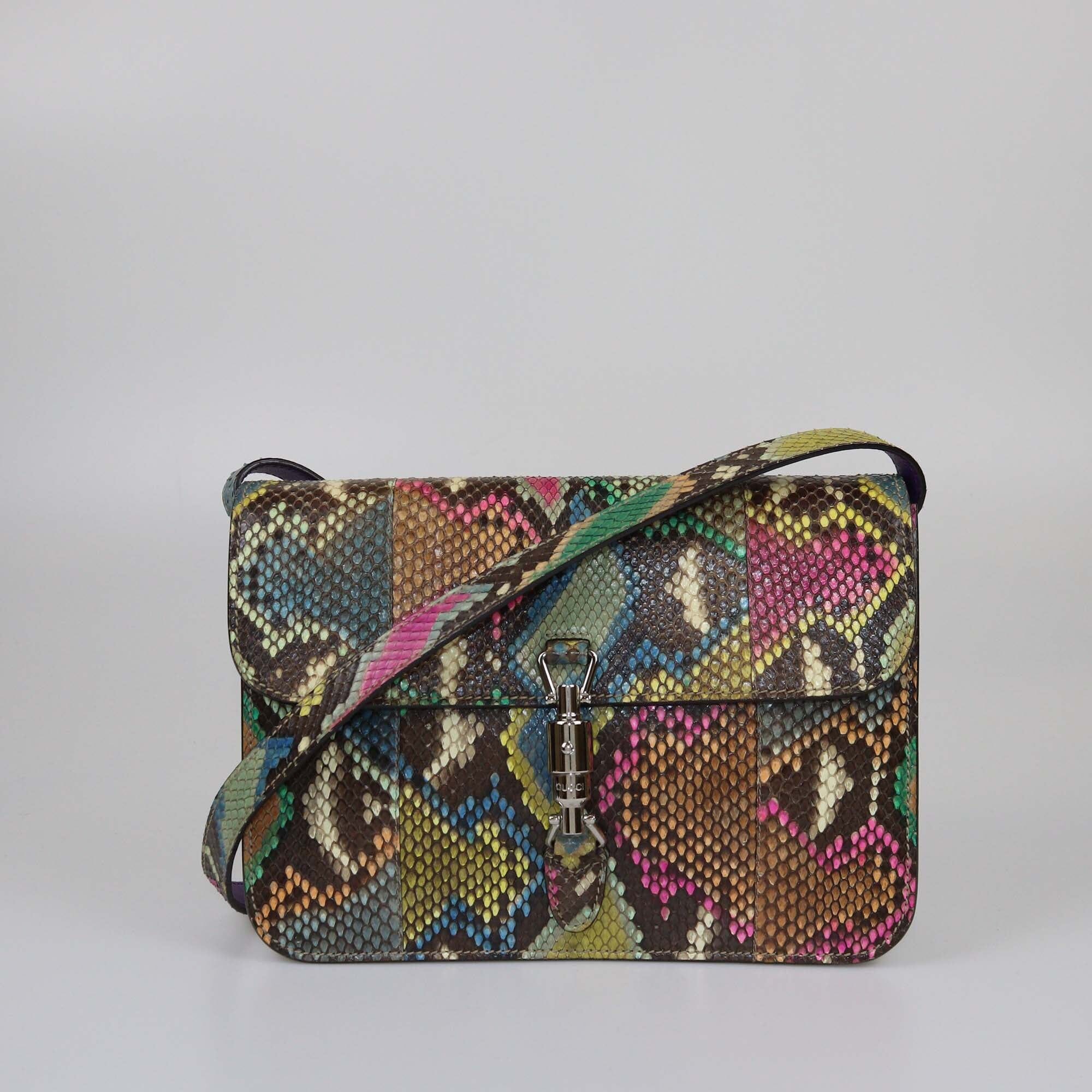 Gucci Multicolor Python Soft Jackie Flap Shoulder Bag Womens Gucci 