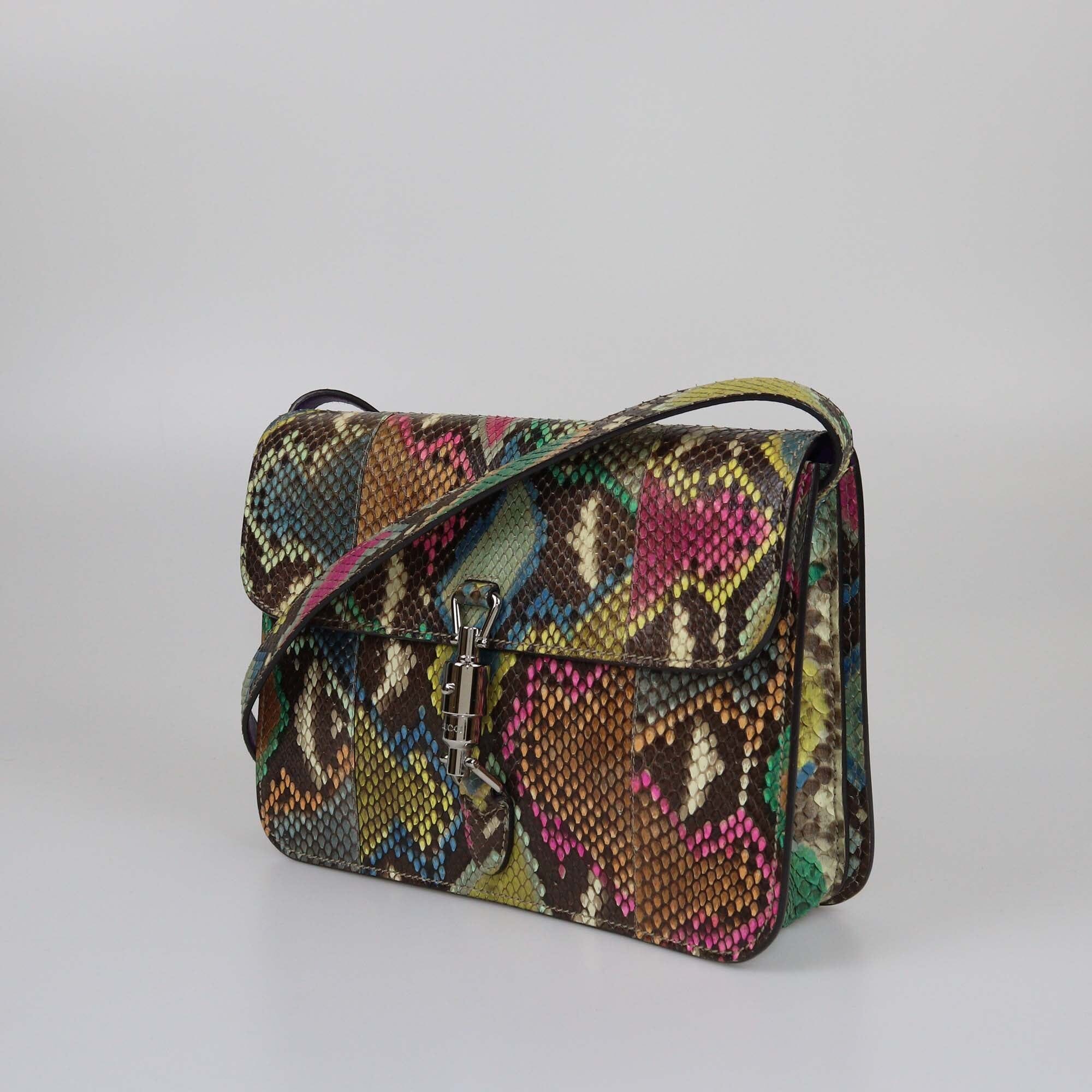 Gucci Multicolor Python Soft Jackie Flap Shoulder Bag Womens Gucci 