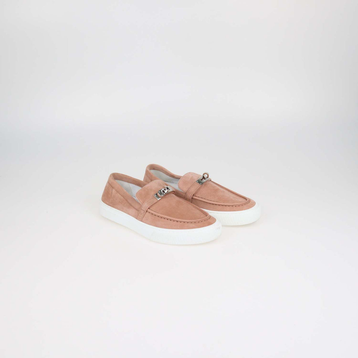 Hermes Nude Suede Game Slip-On Sneakers