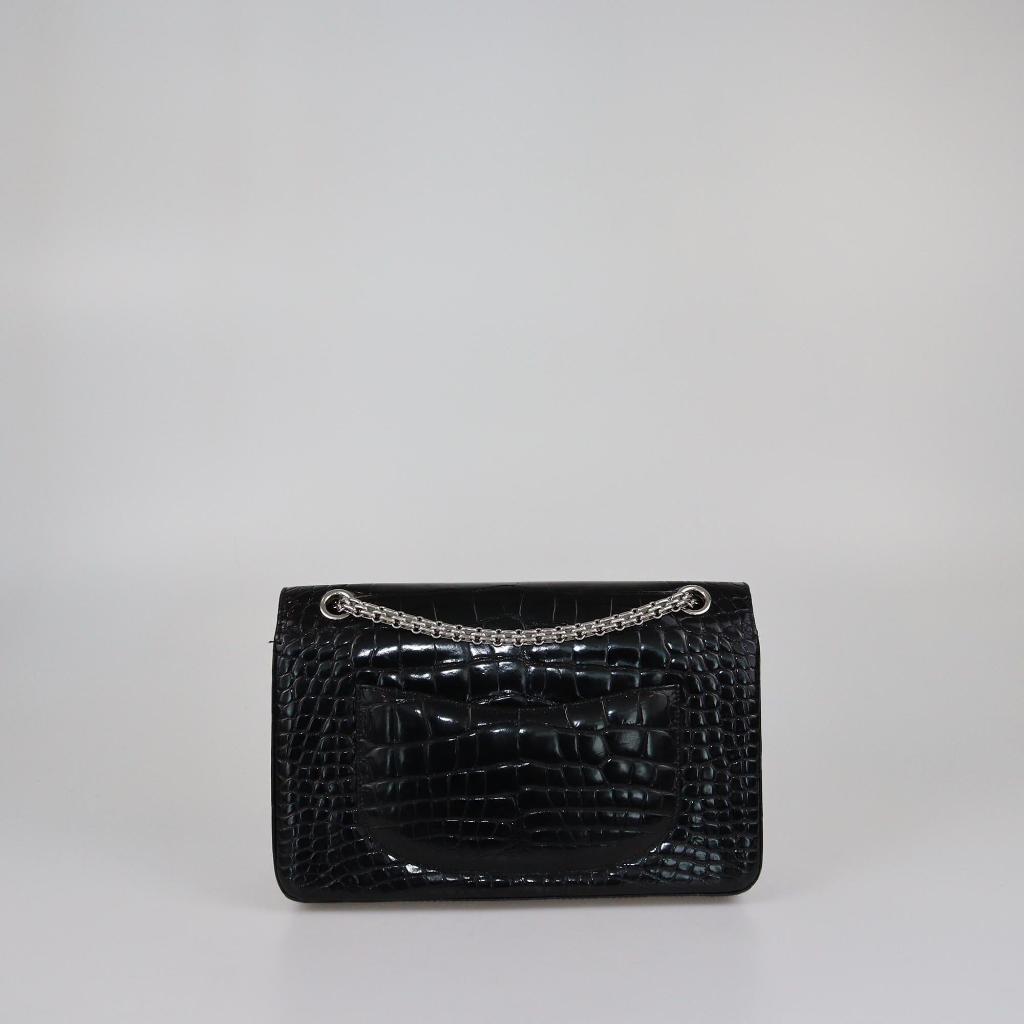 Chanel Black Shine Alligator 226 Reissue 2.55 Flap Bag Womens Chanel 