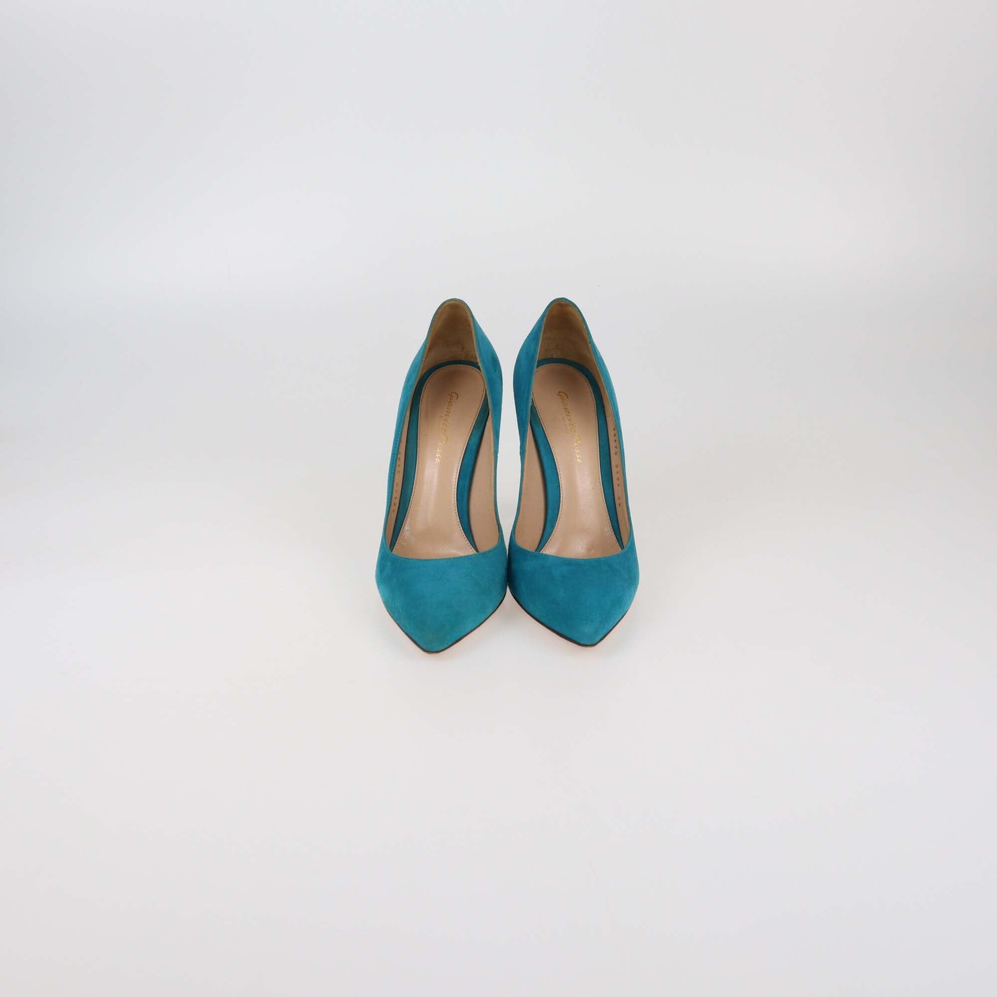 Gianvito Rossi Teal Blue Pointed Toe Pumps Womens Gianvito Rossi 