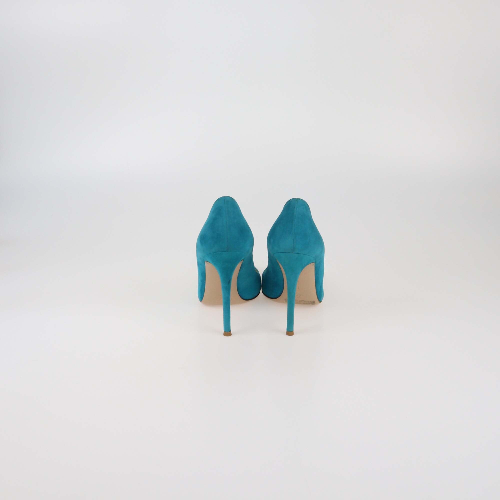 Gianvito Rossi Teal Blue Pointed Toe Pumps Womens Gianvito Rossi 