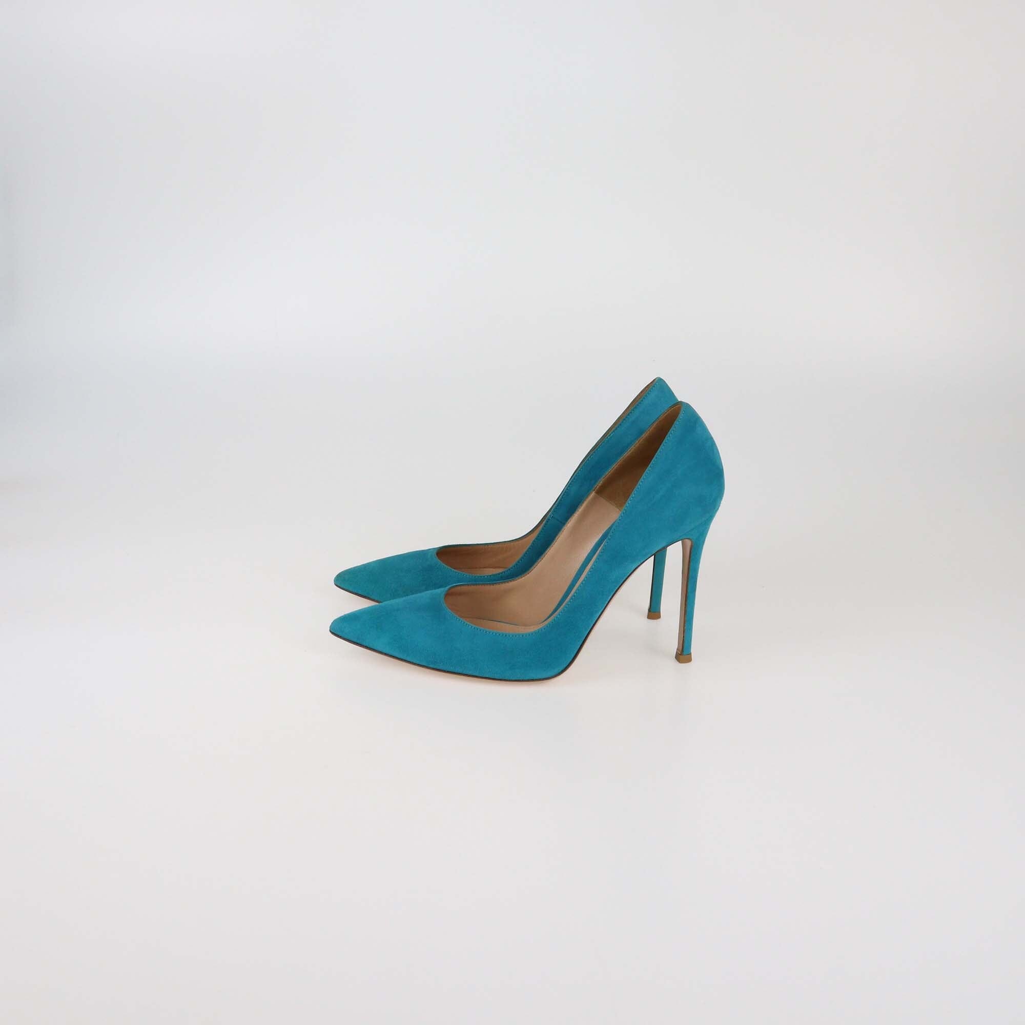 Gianvito Rossi Teal Blue Pointed Toe Pumps Womens Gianvito Rossi 