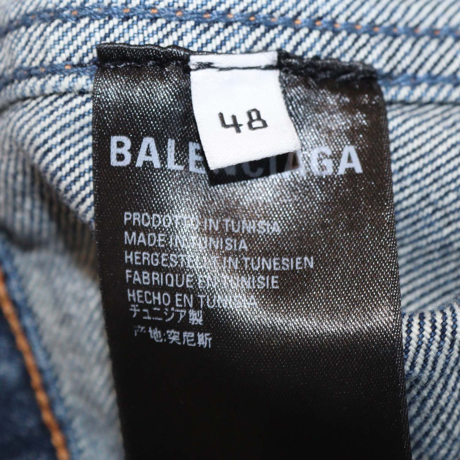 Balenciaga Dark Blue Denim Logo Embroidered Oversized Jacket