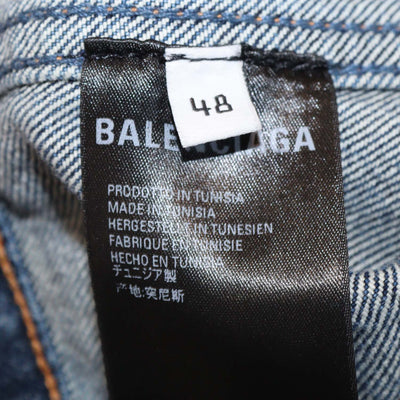 Balenciaga Dark Blue Denim Logo Embroidered Oversized Jacket