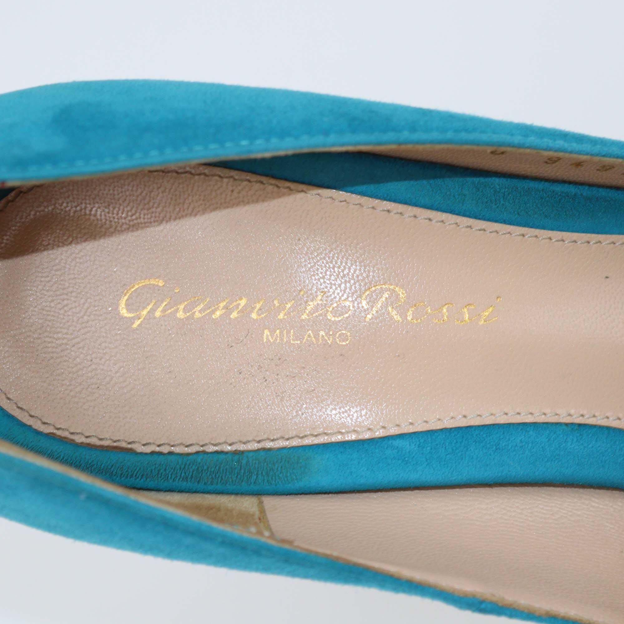 Gianvito Rossi Teal Blue Pointed Toe Pumps Womens Gianvito Rossi 