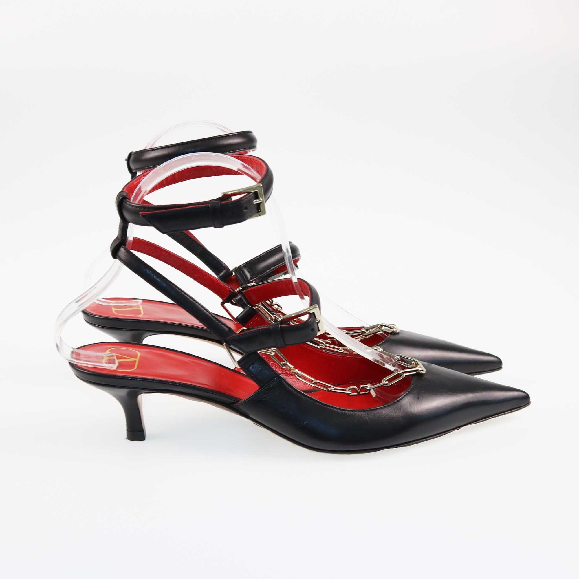 Valentino Black Chain Slingback Pumps Shoes Valentino 