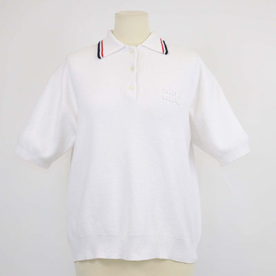Miu Miu White Terry Cloth Polo Shirt