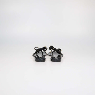 Valentino Black Rubber Rockstud Bow Thong Flats