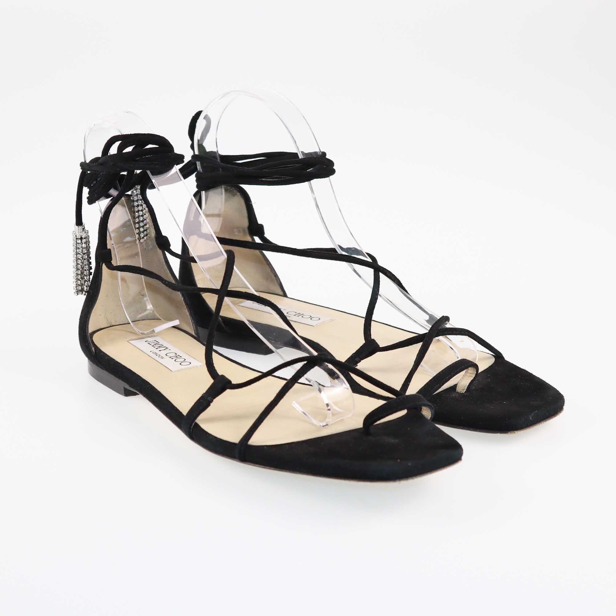 Jimmy Choo Black Tao Flat Sandals Shoes Jimmy Choo 