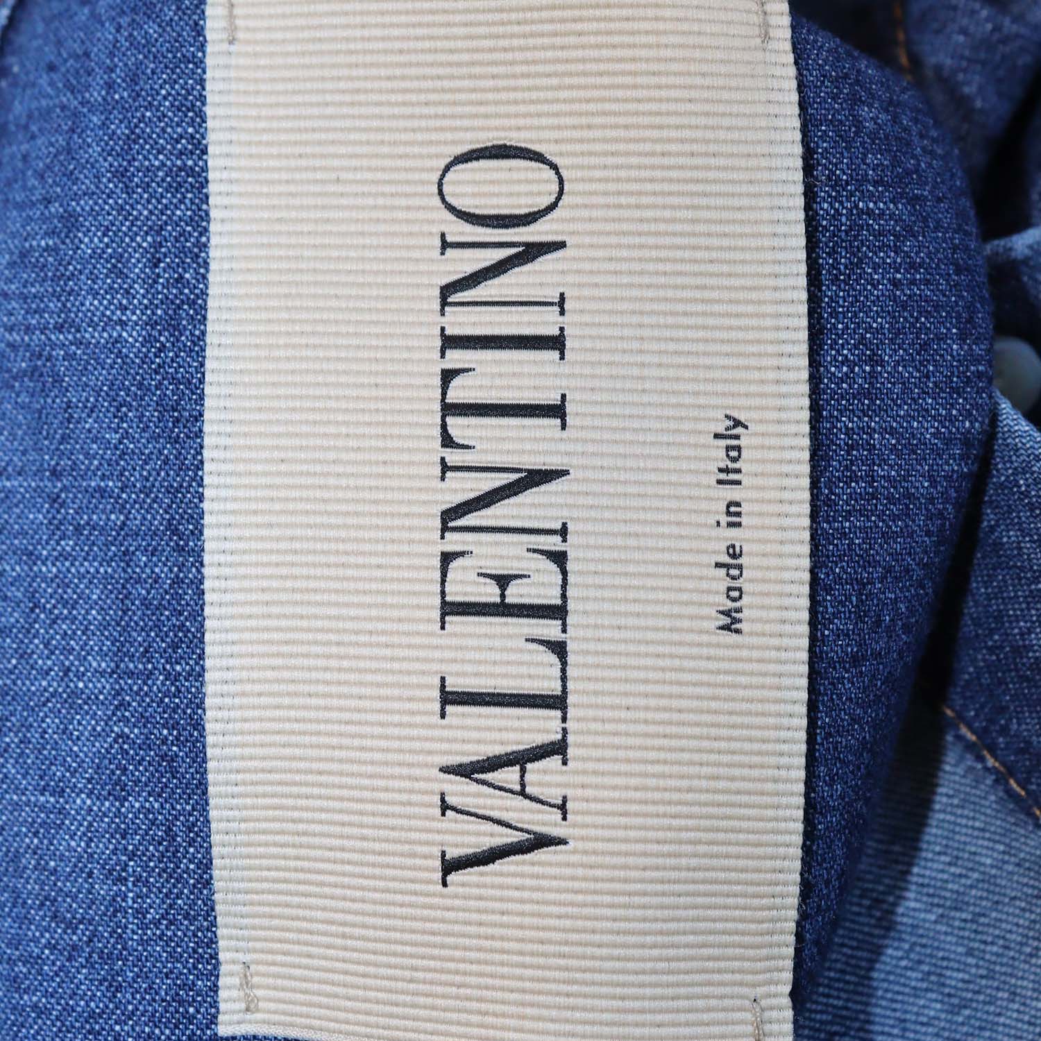 Valentino Navy Blue Denim VLogo Long Sleeve Chambray Shirt