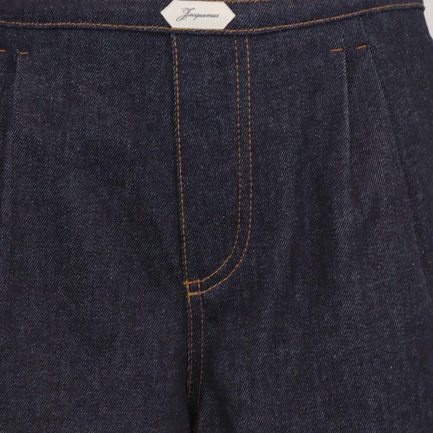 Jacquemus Dark Blue Denim The Amelo de-Nimes Pleated Mini Short