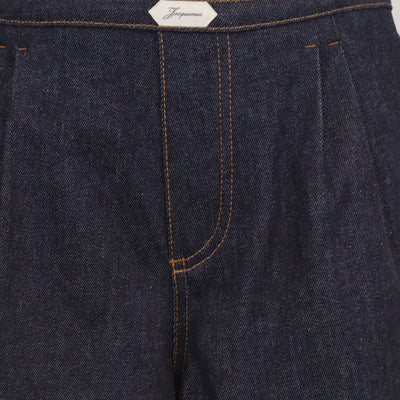 Jacquemus Dark Blue Denim The Amelo de-Nimes Pleated Mini Short