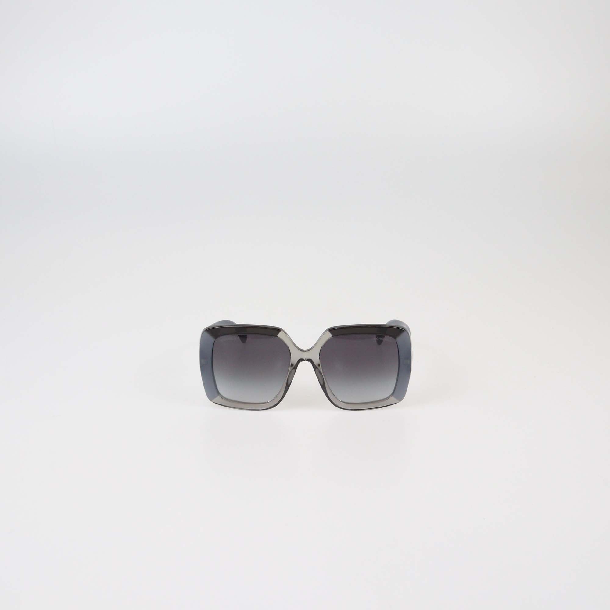Chanel Grey/Black Acetate Gradient CC Crystal Square Sunglasses