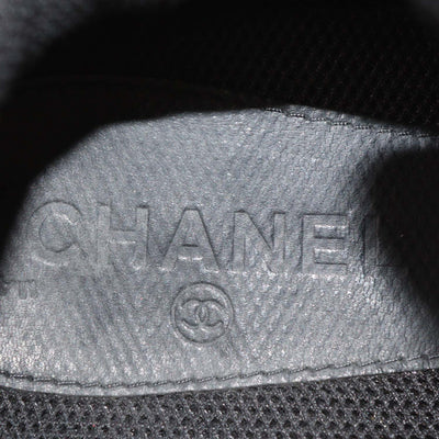 Chanel Black Velvet and Leather CC Logo Lace Up Sneakers