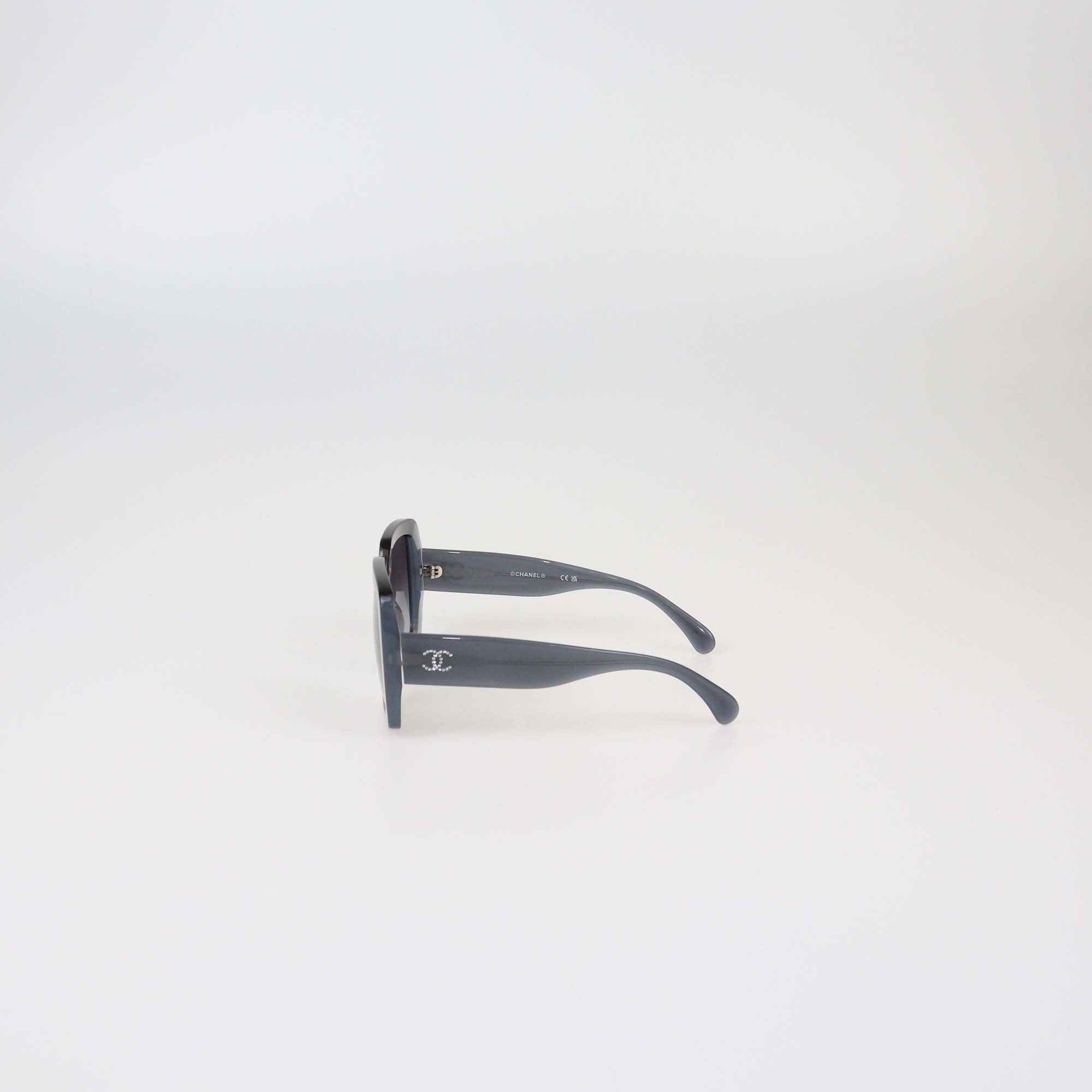 Chanel Grey/Black Acetate Gradient CC Crystal Square Sunglasses