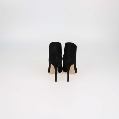 Gianvito Rossi Black Suede Vamp Peep Toe Booties