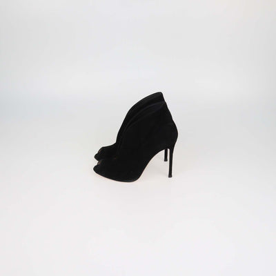 Gianvito Rossi Black Suede Vamp Peep Toe Booties