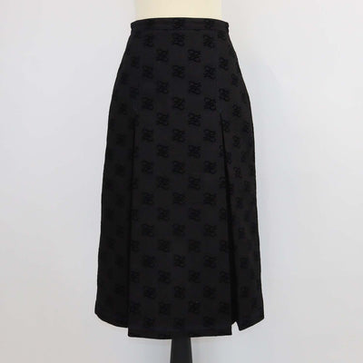 Fendi Black Denim Pleated Karligraphy FF Mini Skirt
