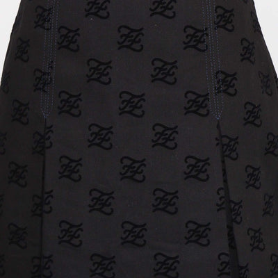 Fendi Black Denim Pleated Karligraphy FF Mini Skirt