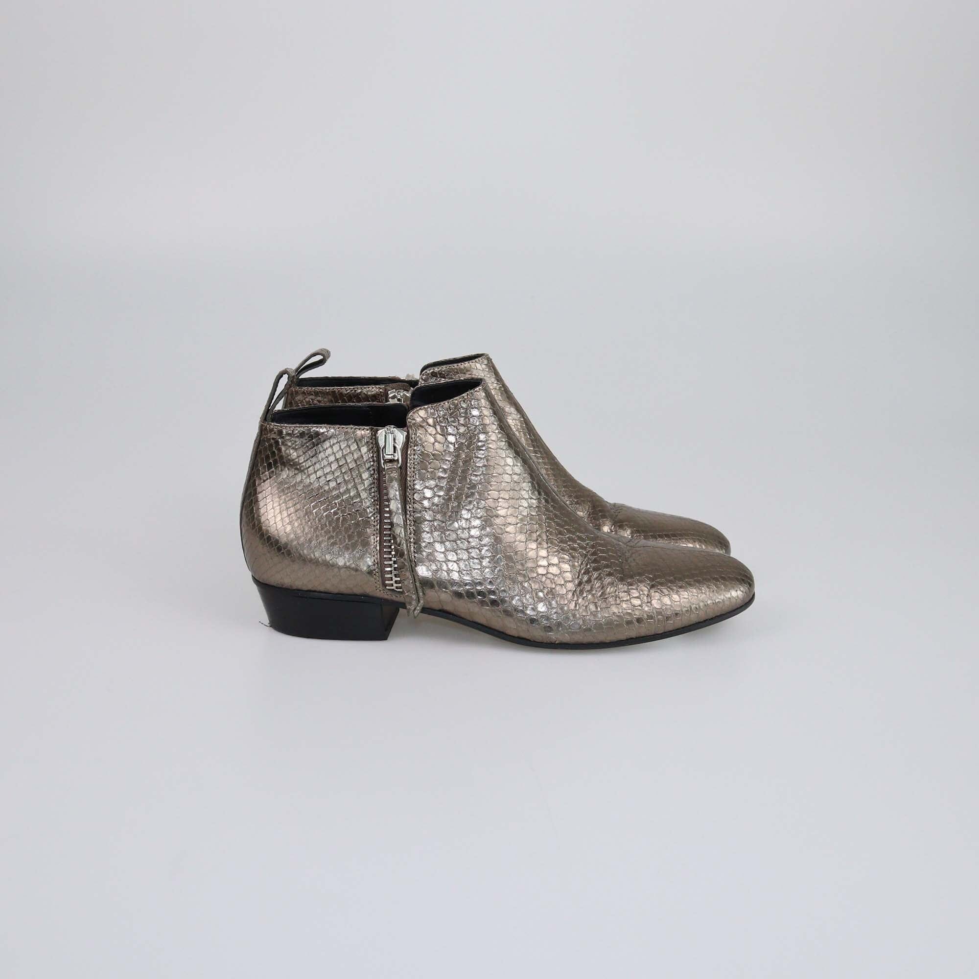 Gucci Metallic Snakeskin Ankle Low Boots Womens Gucci 