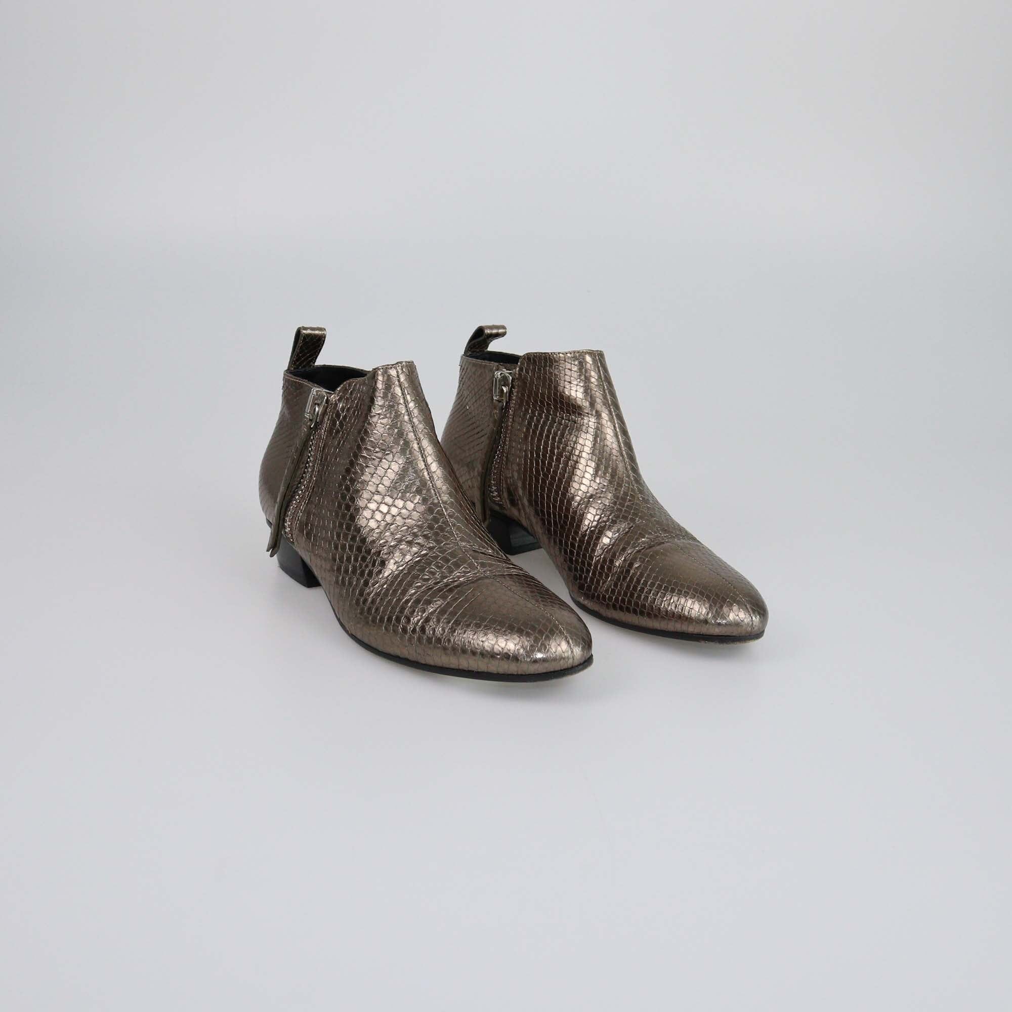 Gucci Metallic Snakeskin Ankle Low Boots Womens Gucci 