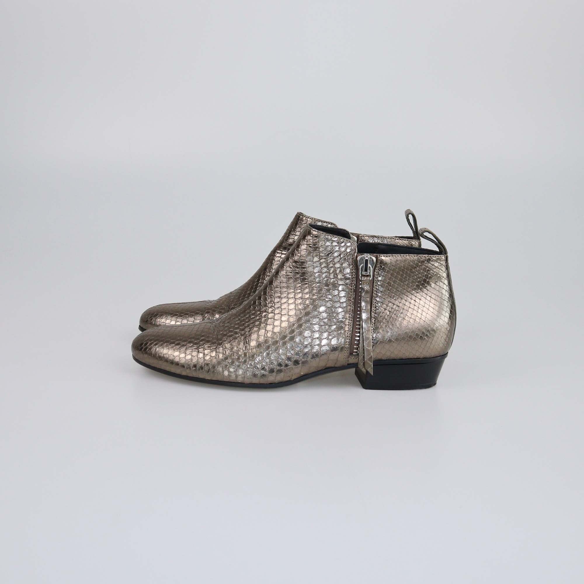 Gucci Metallic Snakeskin Ankle Low Boots Womens Gucci 