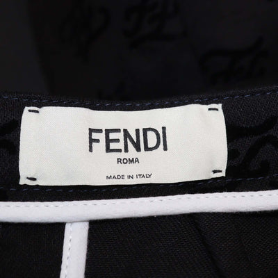 Fendi Black Denim Pleated Karligraphy FF Mini Skirt