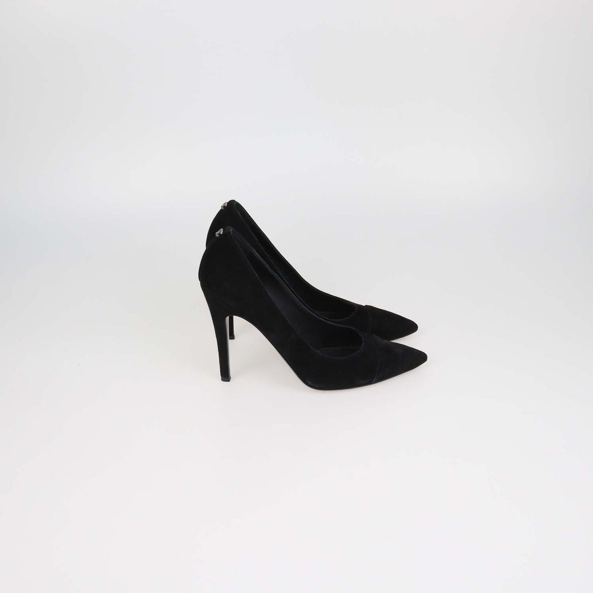 Chanel Black Suede Cap Toe Pointed Toe Pumps