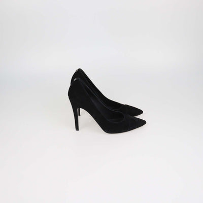Chanel Black Suede Cap Toe Pointed Toe Pumps