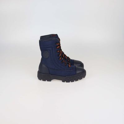 Hermes Black Leather and Nylon Fresh Combat Boots