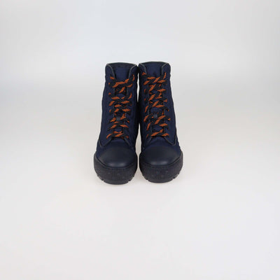 Hermes Black Leather and Nylon Fresh Combat Boots
