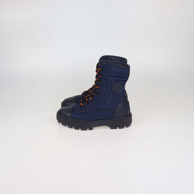 Hermes Black Leather and Nylon Fresh Combat Boots